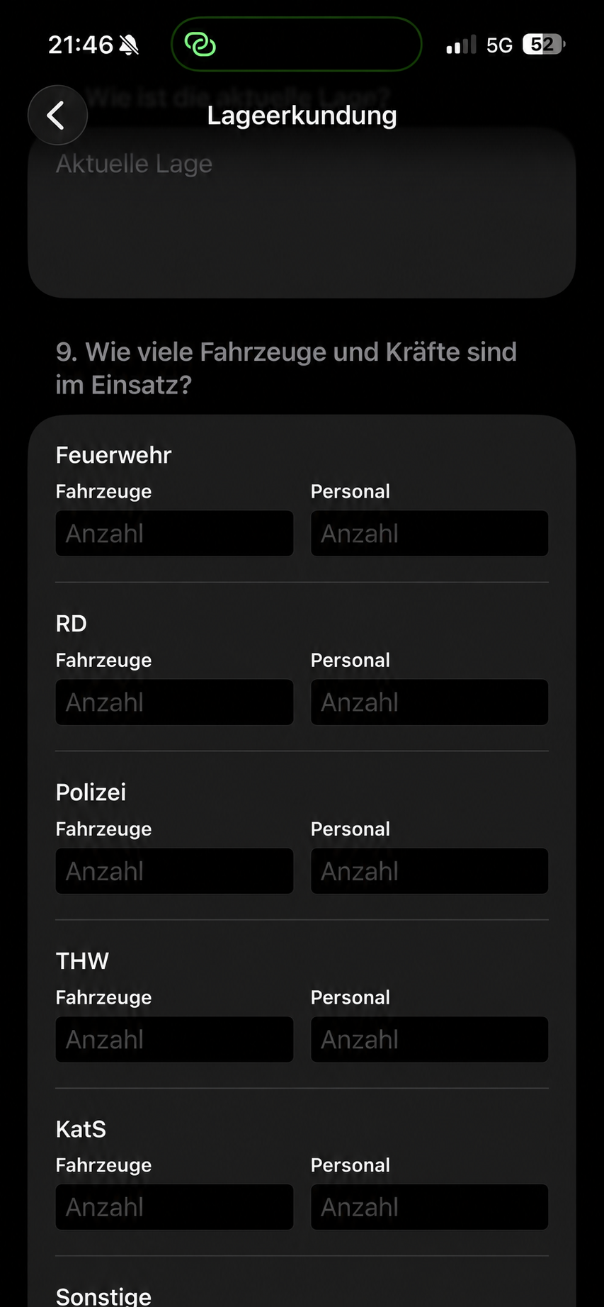 Anonymisierte BuMa-Assist-App-Ansicht: Kräfteübersicht